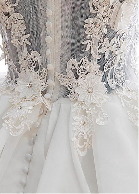 A-line Off-the-shoulder Sleeveless Mini Organza Wedding Dress With Appliques 4