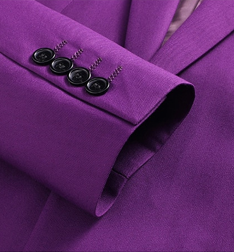 Purple Three Piece Men's Prom Suit with Notched Lapel 5