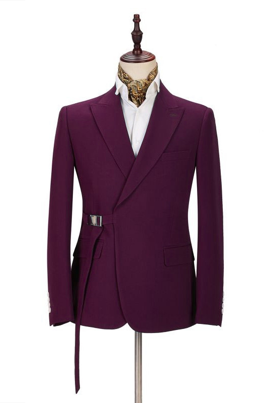 Purple Peaked Lapel Two-Pieces Men's Suit 1