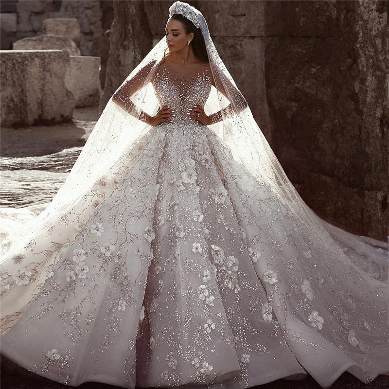 Ball Gown Chapel Train Bridal Dress With Beading 3