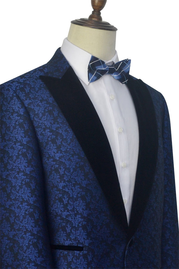 Blue Floral Patter Tuxedos for Wedding 5