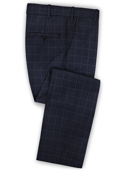 Dark Blue Checked Notch Lapel Men's Suit 3