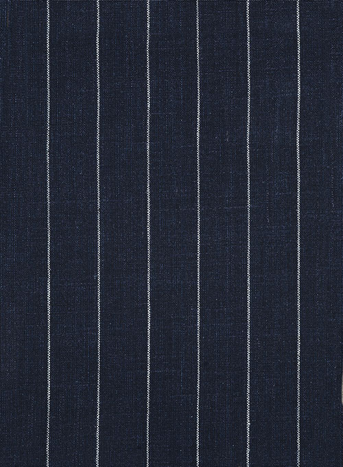 Dark Blue Striped Linen  Tuxedo for Men 4