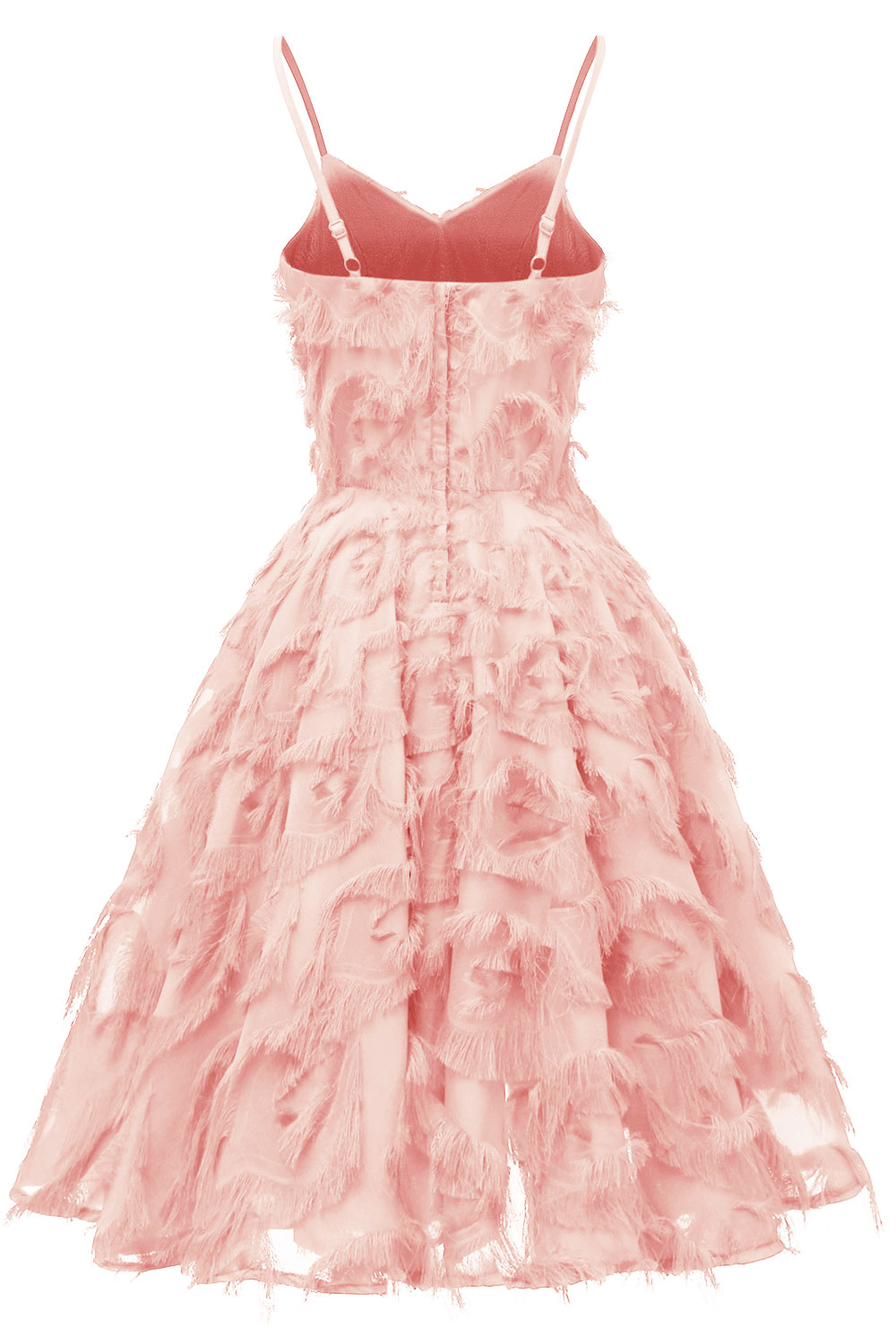 A-line Spaghetti Straps Sleeveless Knee-length Party Dress With Feathers 5