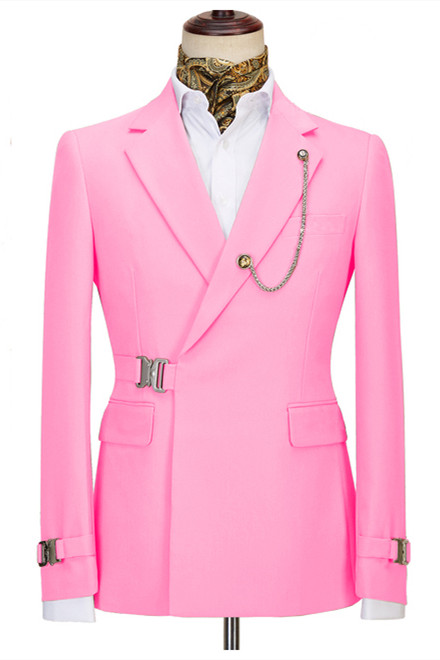 Pink Slim Fit Notched Lapel Business Men Suit 2