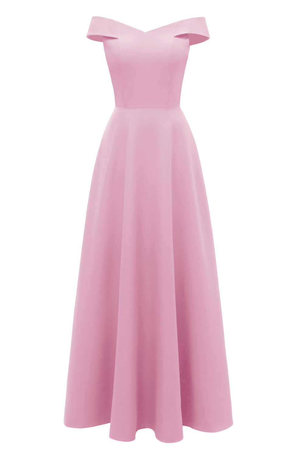 A-line Off-the-shoulder Sleeveless Floor-length Satin Chiffon Formal Dress 5