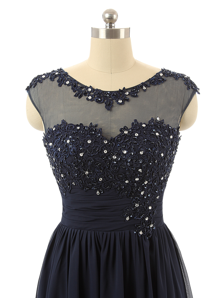 A-line Sleeveless Floor-length 100D Chiffon Evening Dress With Beading 3