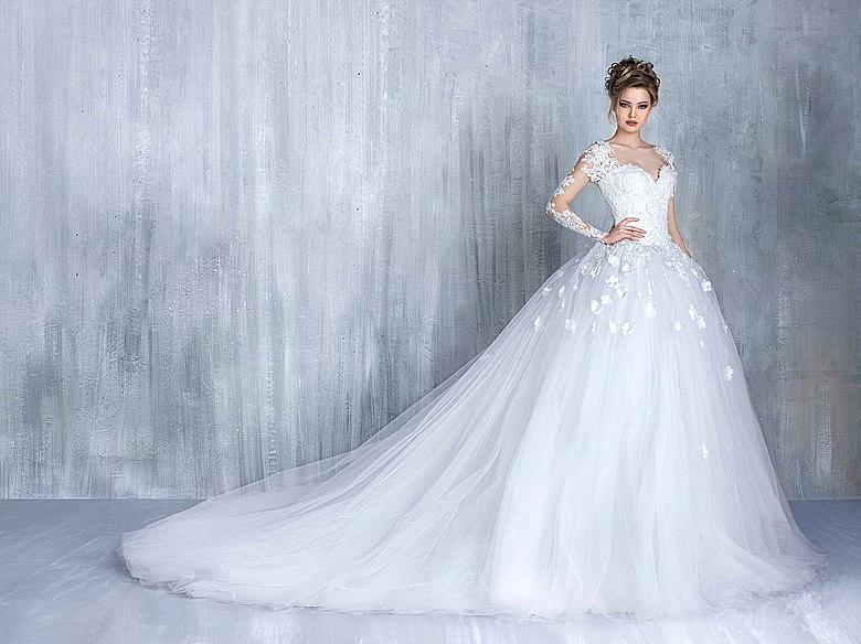 Ball Gown Court Train Tulle Wedding Gown With Lace 3