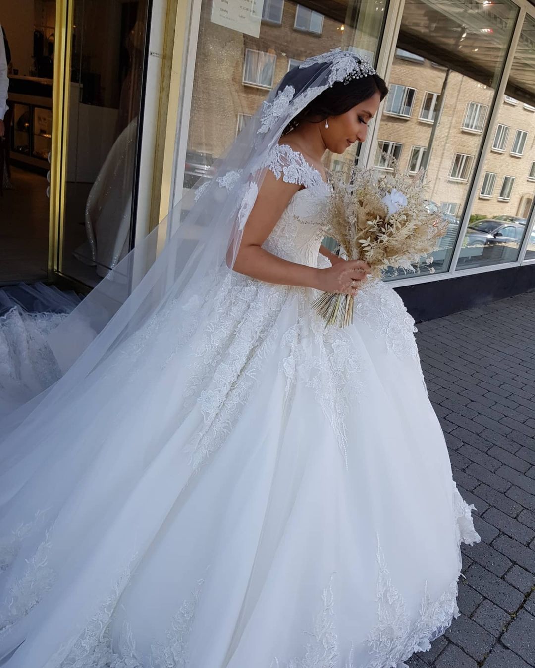 Ball Gown Jewel Neck Sleeveless Chapel Train Lace Bridal Dress With Lace 4