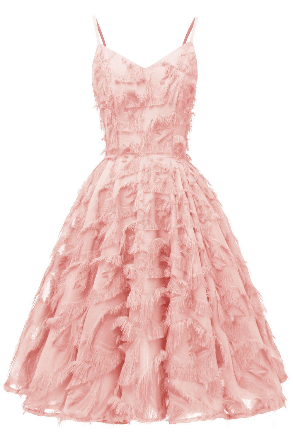 A-line Spaghetti Straps Sleeveless Knee-length Party Dress With Feathers 4