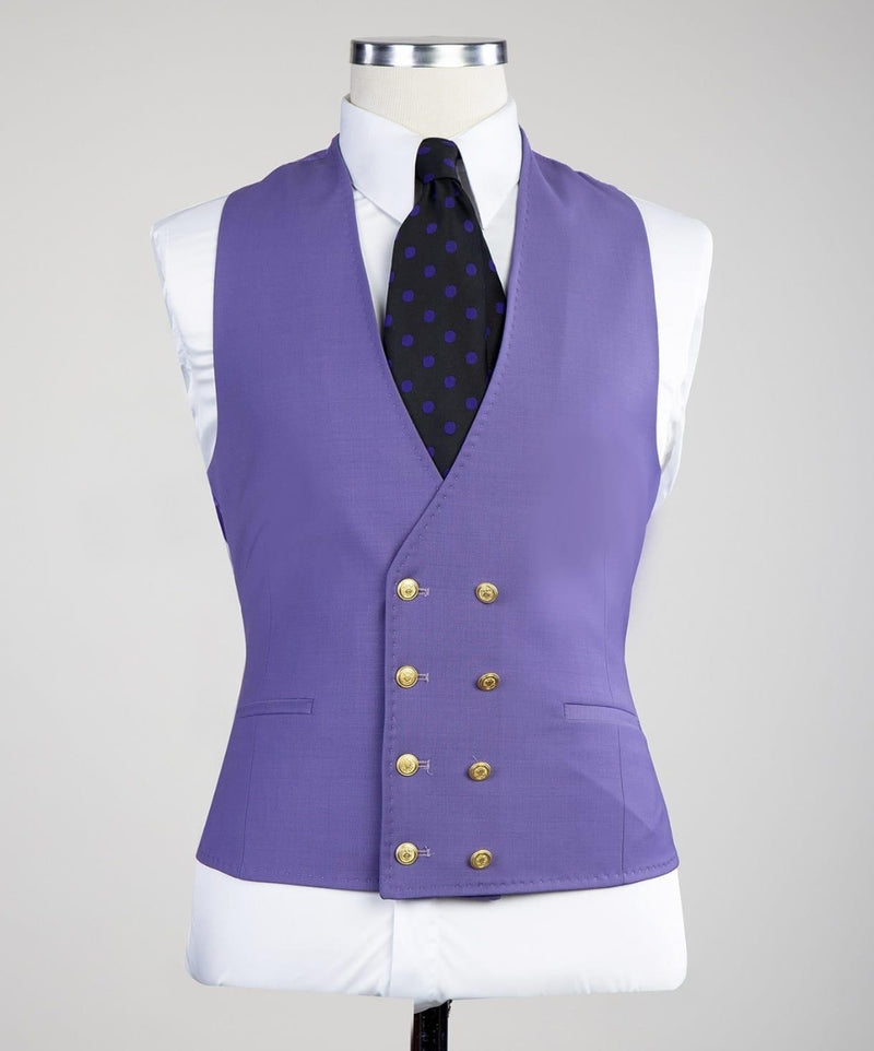 Purple Peaked Lapel Best Fitted Men Suit 3