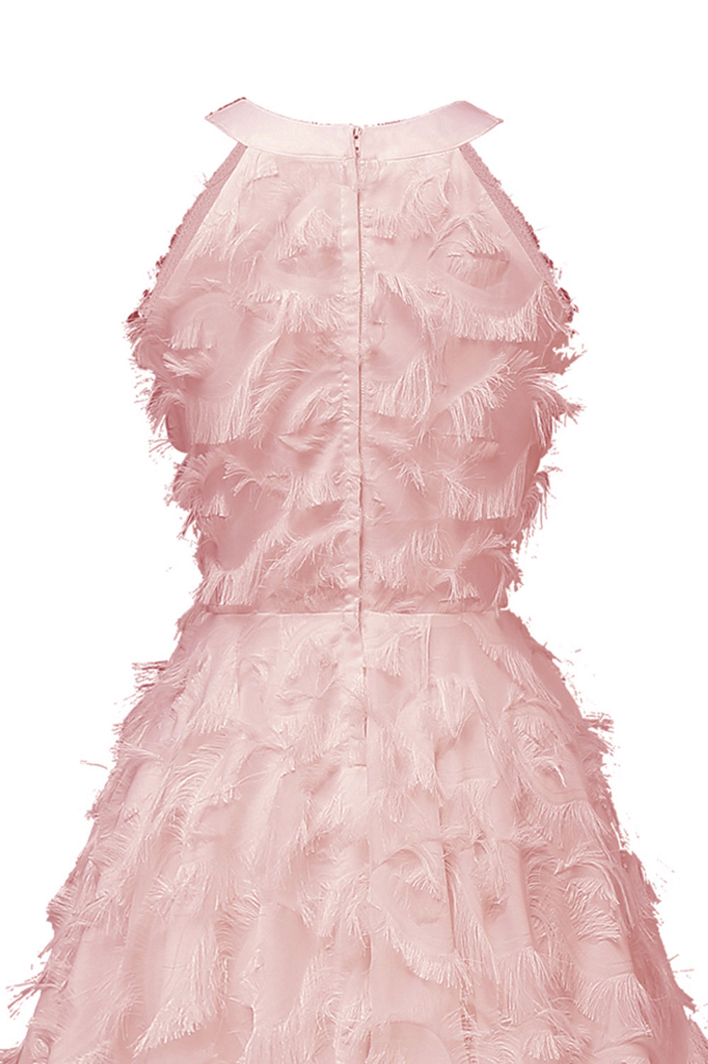 A-line V-neck Sleeveless Knee-length Party Dress With Feathers 10
