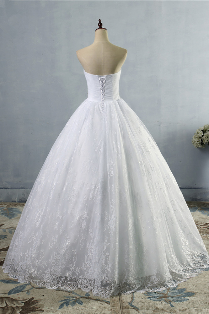 A-line Sweetheart Neck Sleeveless Floor-length Tulle Bridal Attire With Lace 2