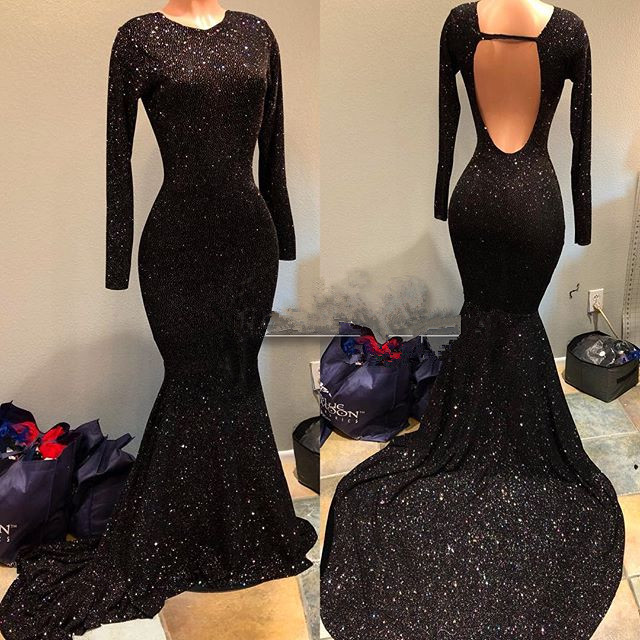 Mermaid Sweep / Brush Train Evening Gown With Sequins 1