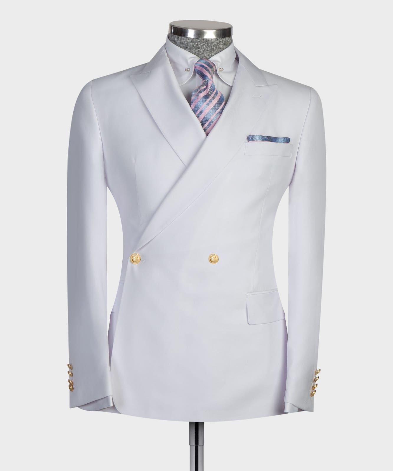 White Double Breasted Slim Fit Bespoke Prom Men Suit 4