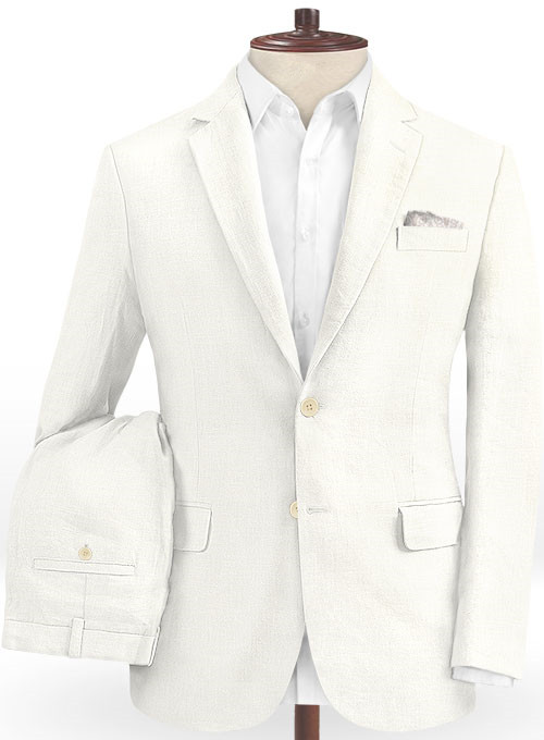 White Linen Beach Wedding Suits 2