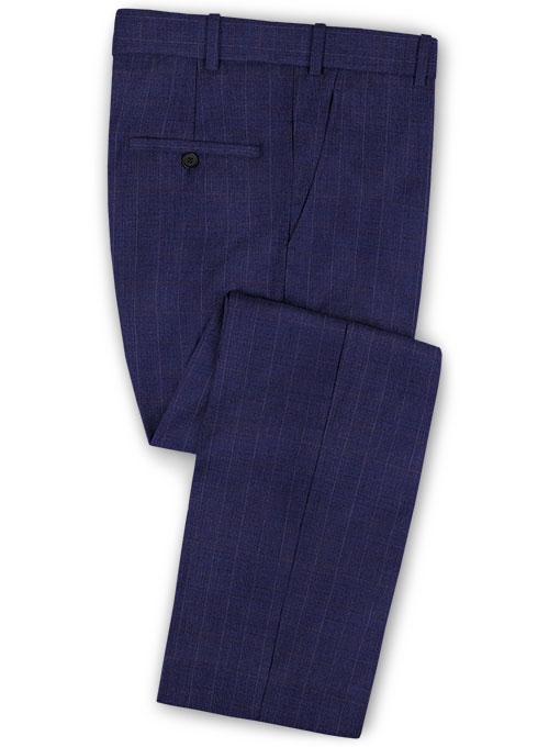 Navy Blue Business Plaid Men Suits 3