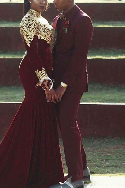 Burgundy Slim Fit Prom Suit 1