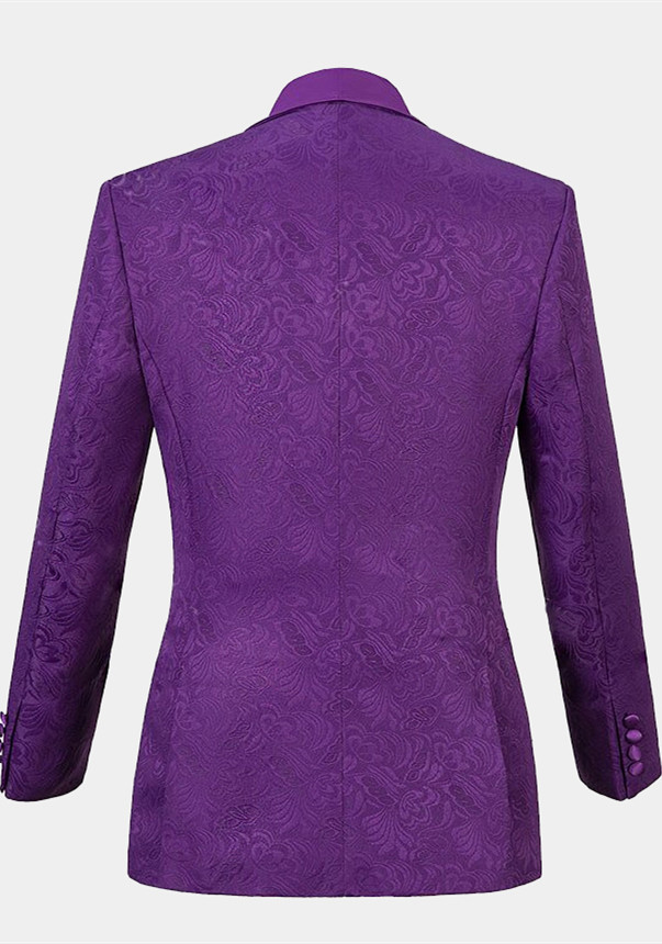 Violet Three-Piece Jacquard Suit for Prom 2