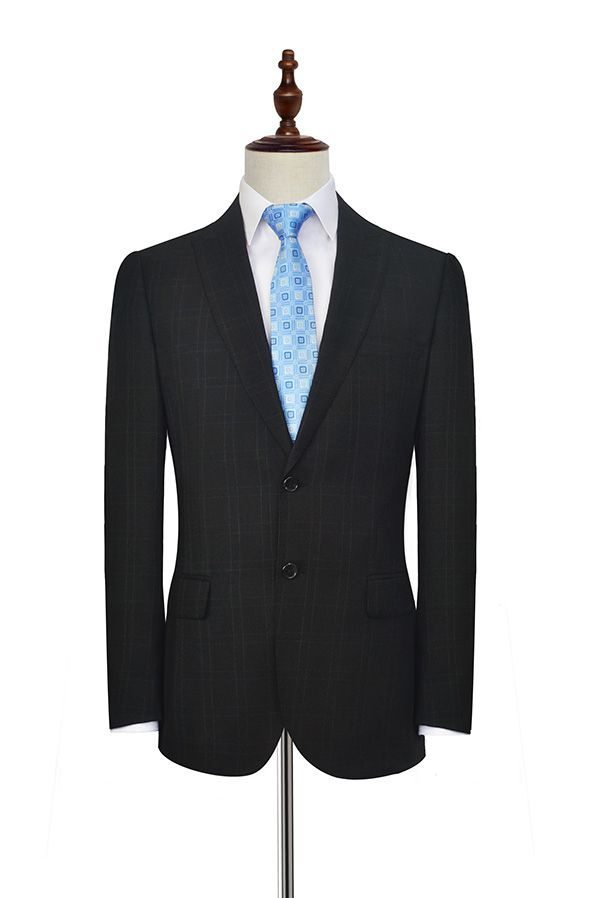Black Plaid Mens Suits for Business 3