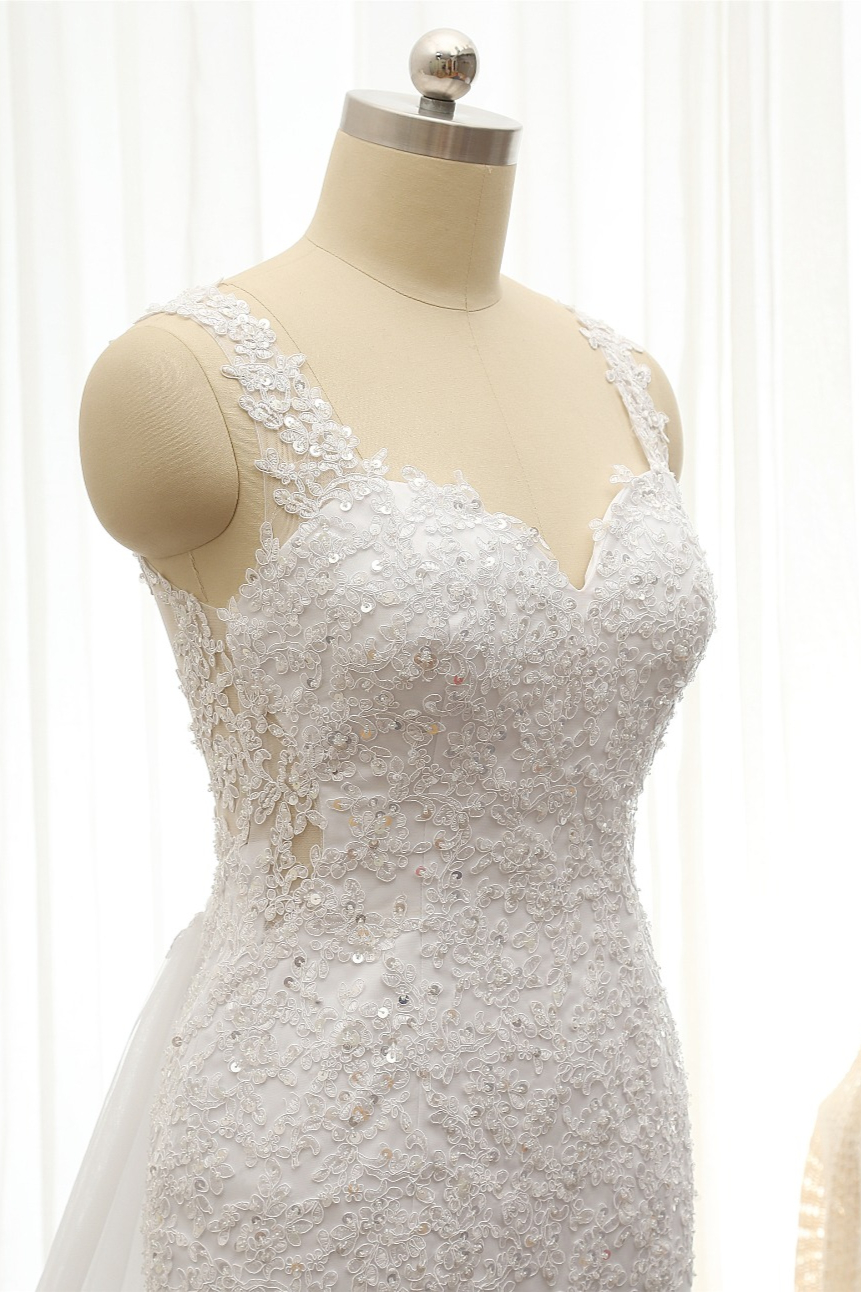 Mermaid Straps Floor-length 100D Chiffon Bridal Gown With Appliques 5