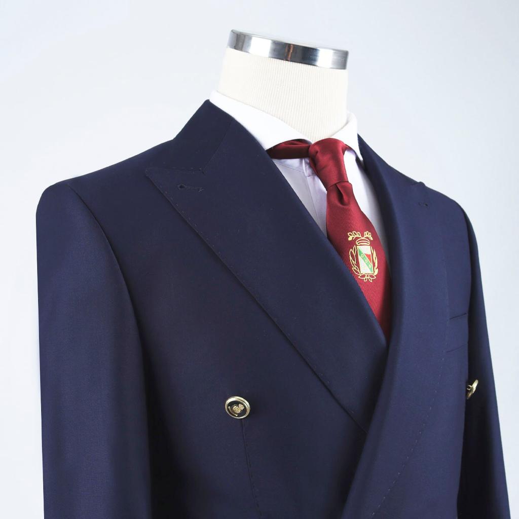 Navy Double Breasted Slim Fit Formal Men Suit 2