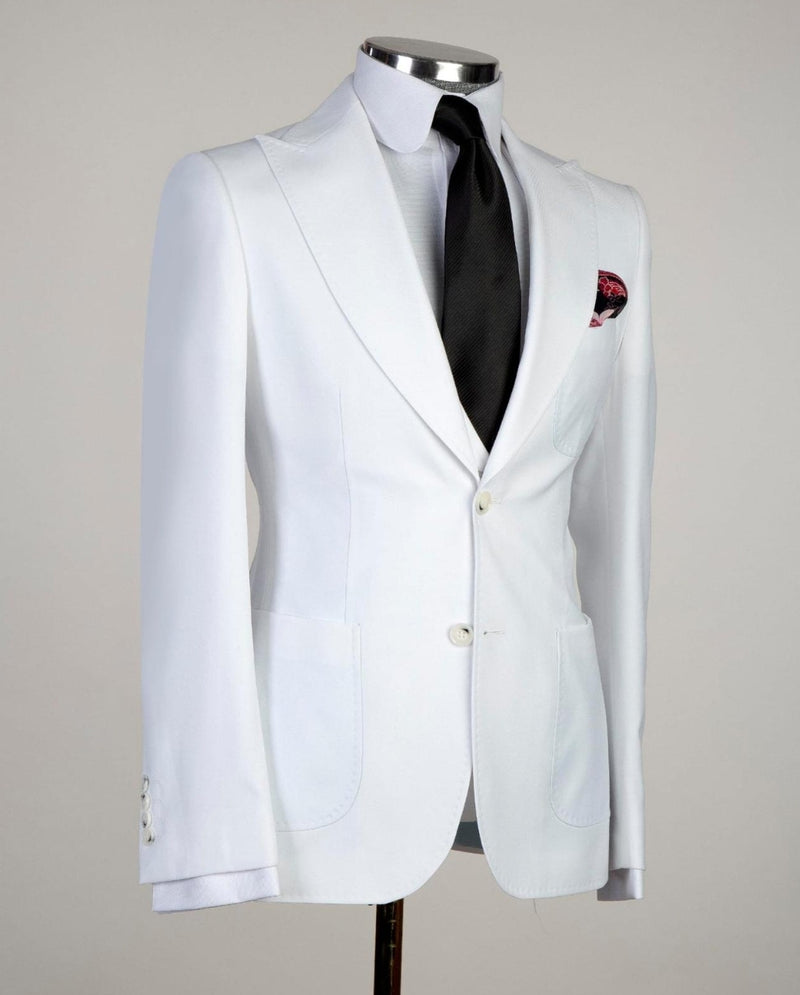 White Peaked Lapel Business Men Suit 3