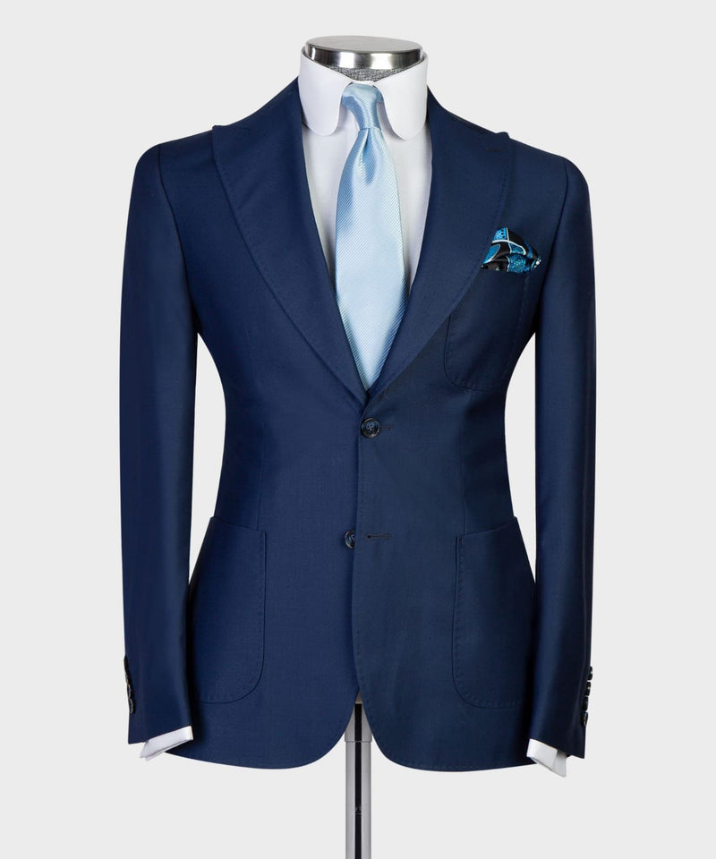 Navy Peaked Lapel Business Men Suit 4