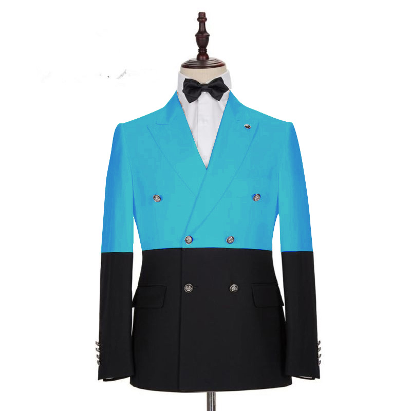 Blue Double Breasted Slim Fit Men's Suit 2