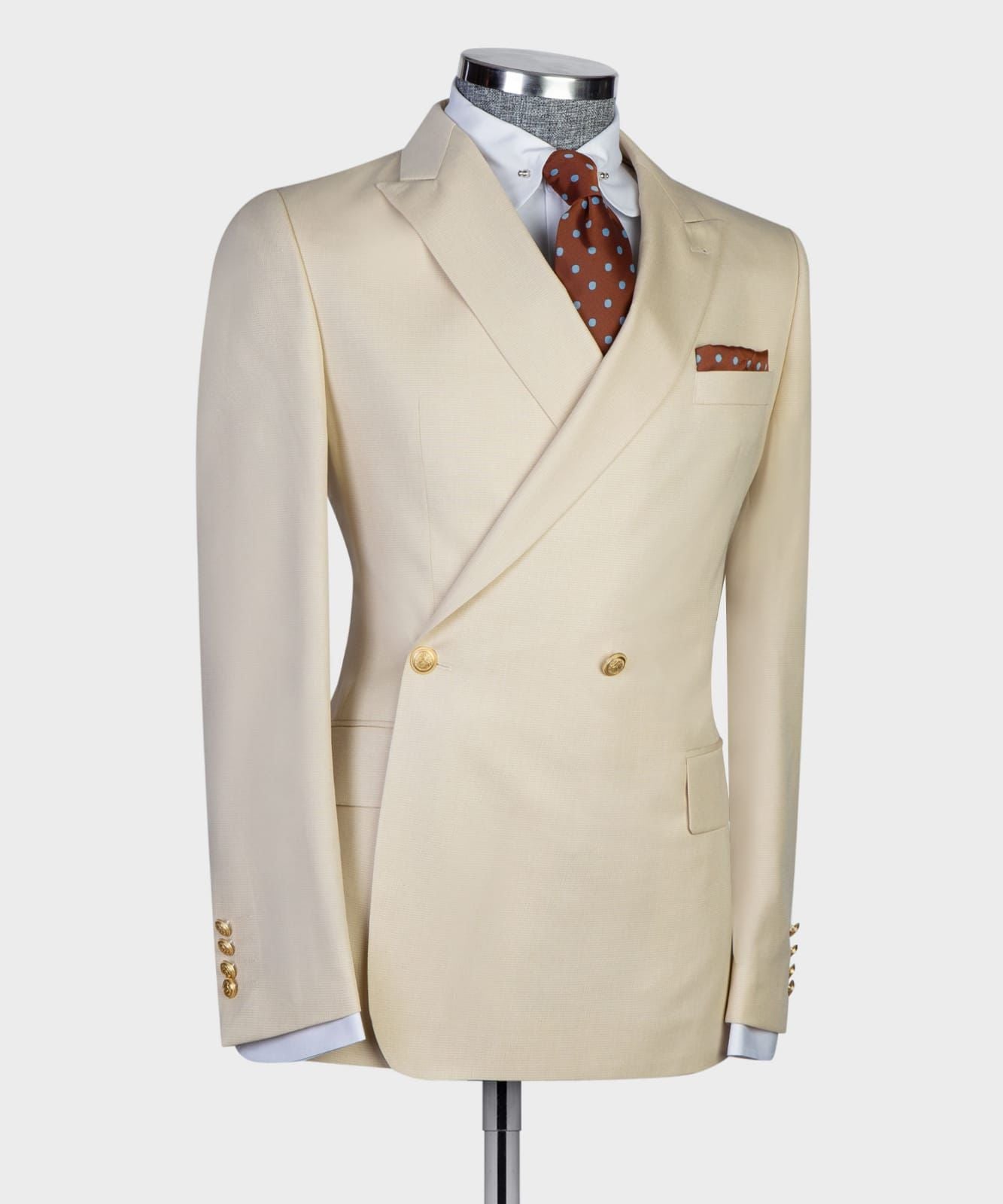 Champagne Double Breasted Bespoke Men Suit 3