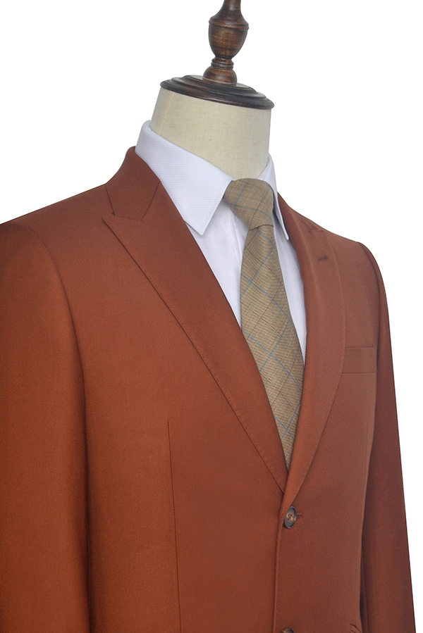 Orange Single Breasted Mens Suits for Business with Peak Lapel 3