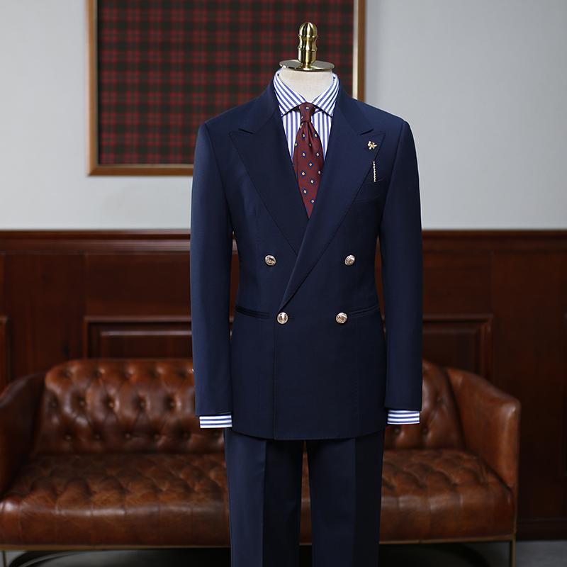 Navy Blue Double Breasted Business Suit 2