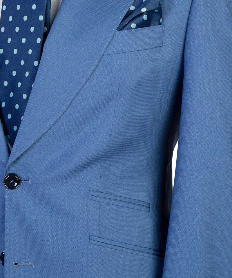 Blue Peaked Lapel Business Men Suit 2