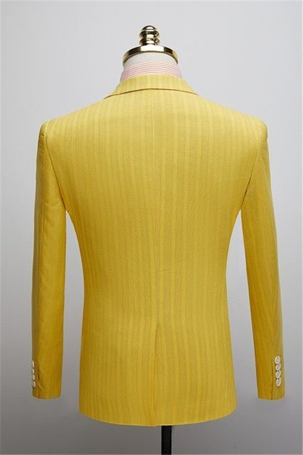 Yellow Slim Fit Prom Suits 2