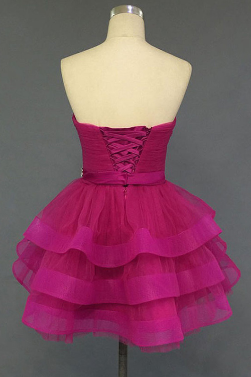 A-line Sweetheart Neck Sleeveless Mini Homecoming Dress With Crystal 2