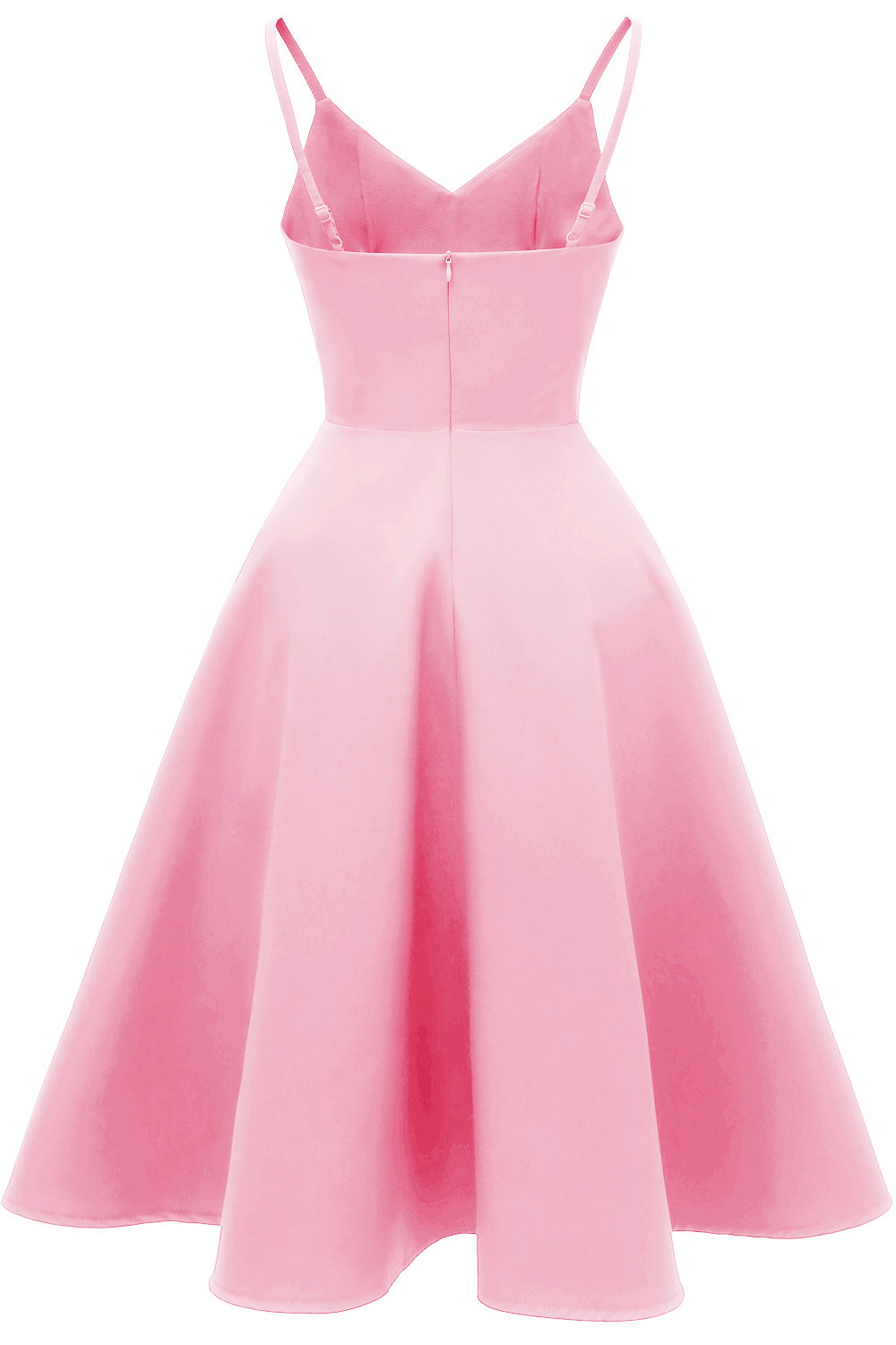 A-line Spaghetti Straps Sleeveless Knee-length Satin Chiffon Party Dress 5