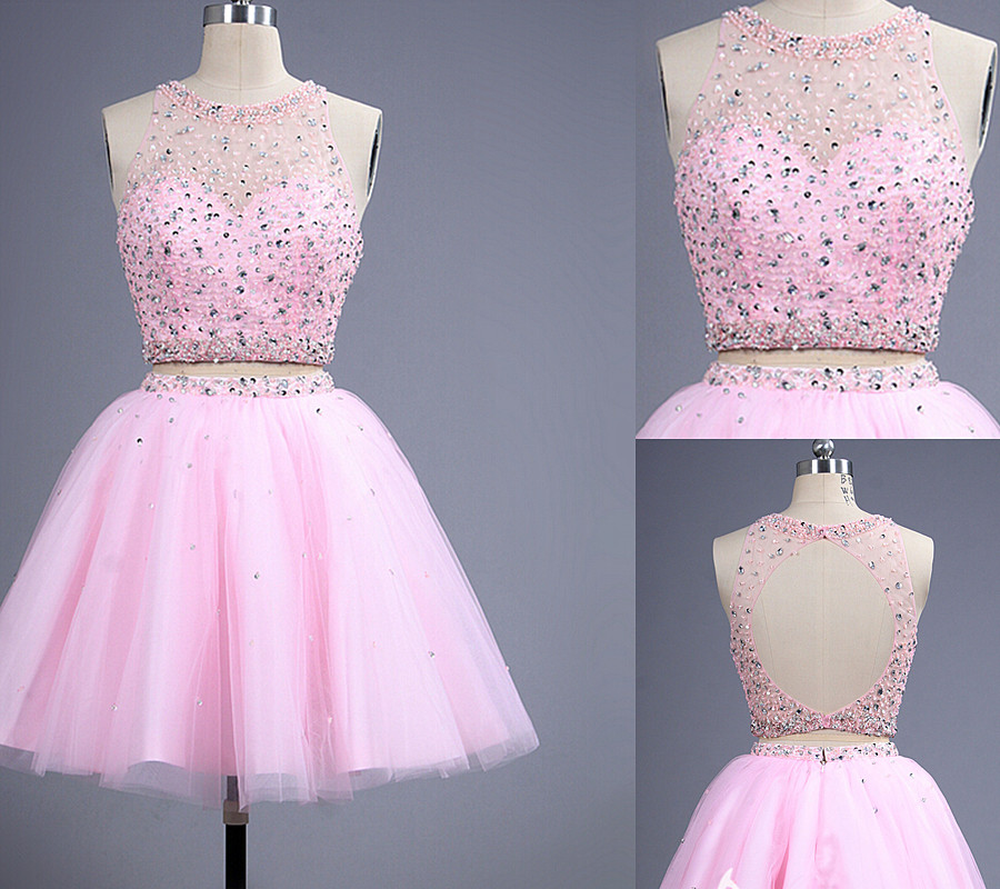 A-line Halter-neck Sleeveless Mini Tulle Homecoming Dress With Beading 2