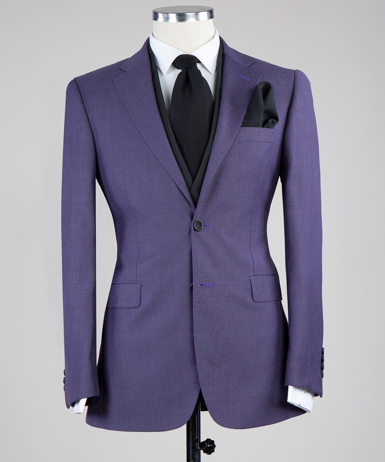 Purple Single Breasted Three Pieces Men Suit with Notched Lapel 3