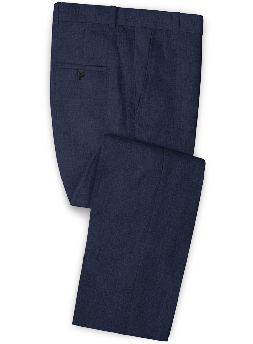 Dark Blue Linen Beach Groom Suits 3