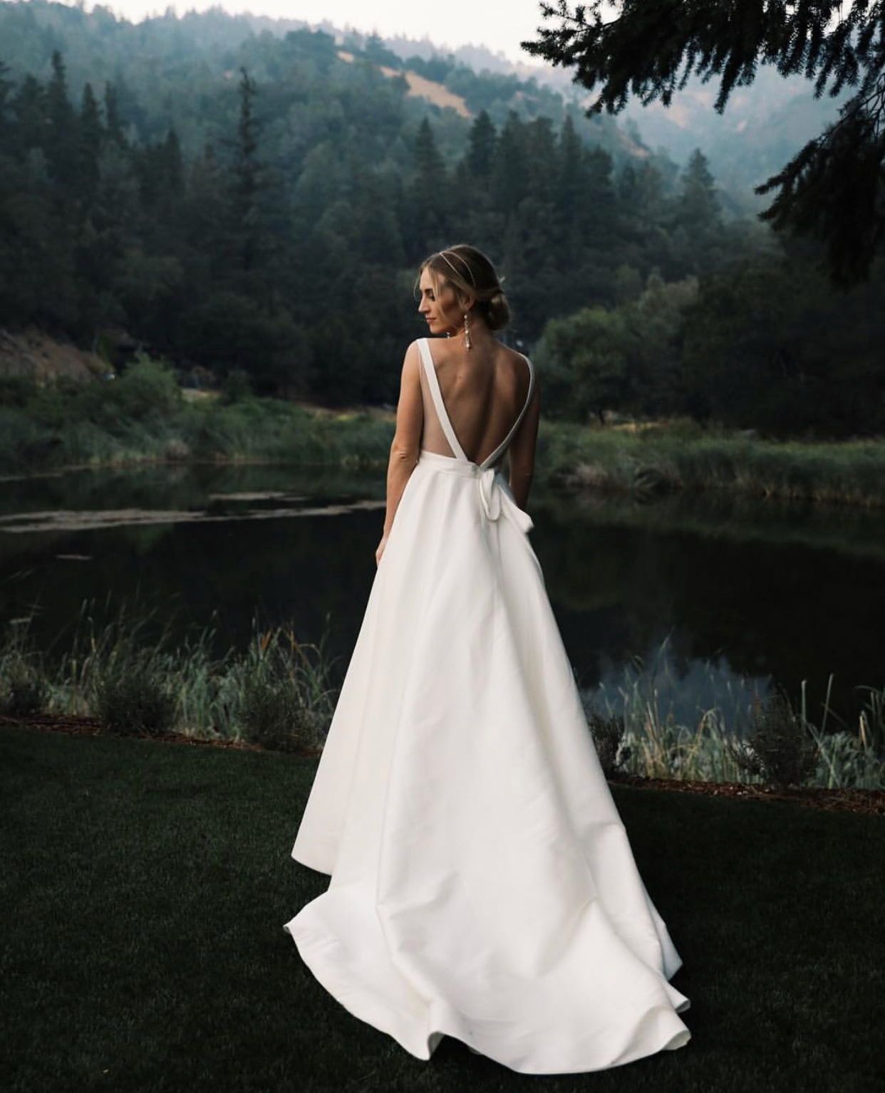 A-line Strapless Sleeveless Floor-length Stretch Satin Wedding Gown With Ruffles 2