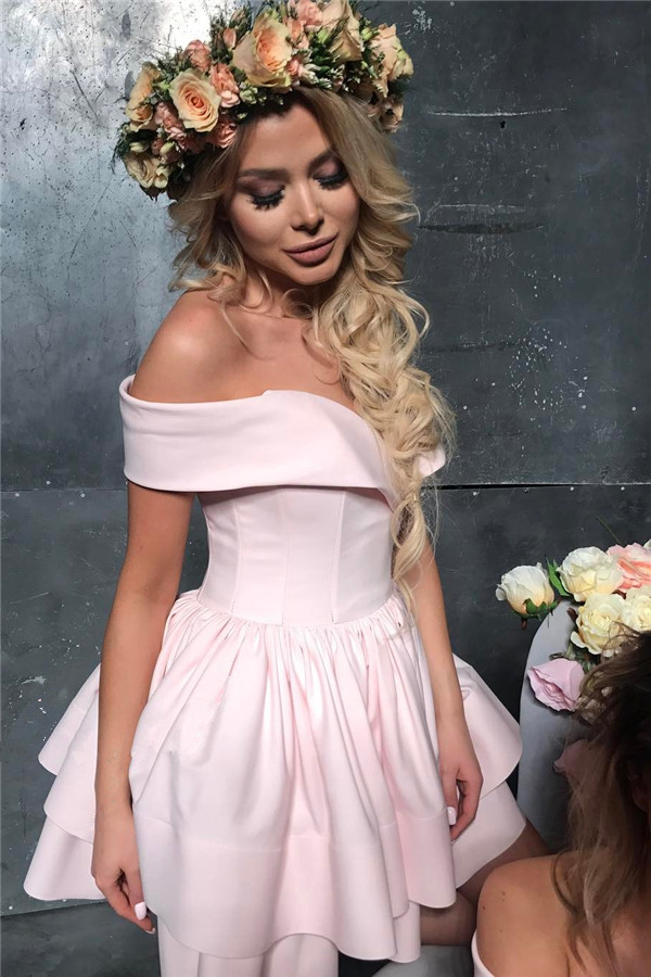 A-line V-neck Cap Sleeves Mini Bridesmaid Dress 2