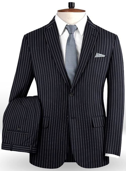 Dark Blue Striped Business Slim Fit Formal Men Suits Online 2