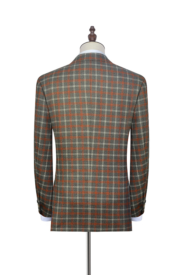 Orange Grey Double Breasted Leisure Suits for Men 5