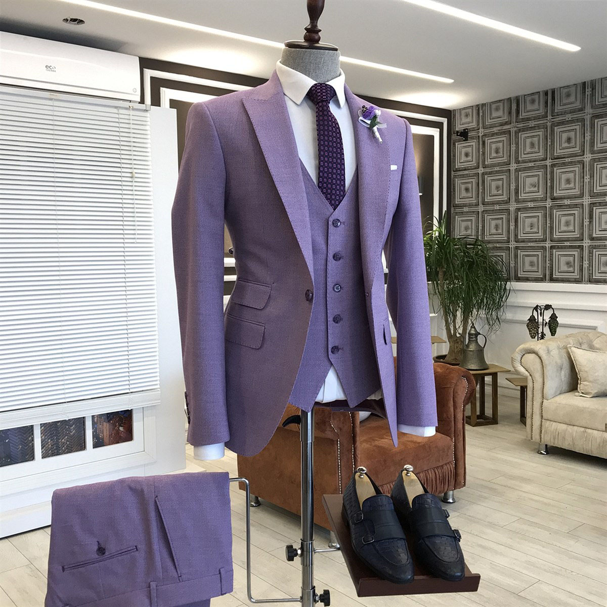 Violet Purple Tailored Slim Fit Prom Suit 2