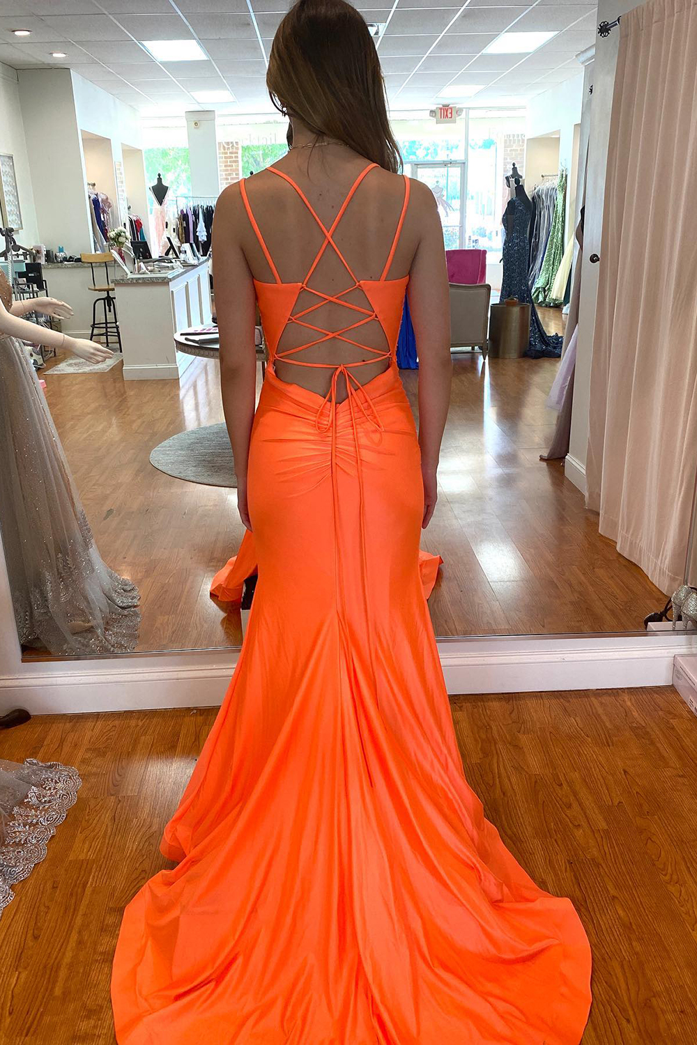 Mermaid Spaghetti Straps Sweetheart Neck Sleeveless Floor-length Evening Dress With Split Front 3