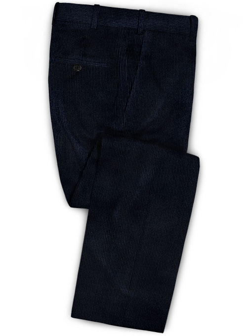 Navy Blue Corduroy Men Suits 3