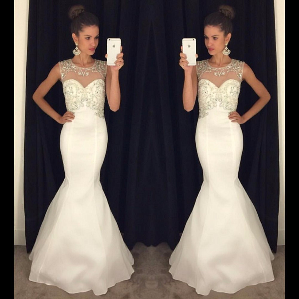 Mermaid Scoop Neck Sleeveless Floor-length Formal Dress With Beading 2