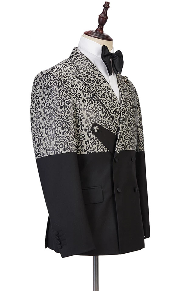 Black Leopard Print Men's Suit 3
