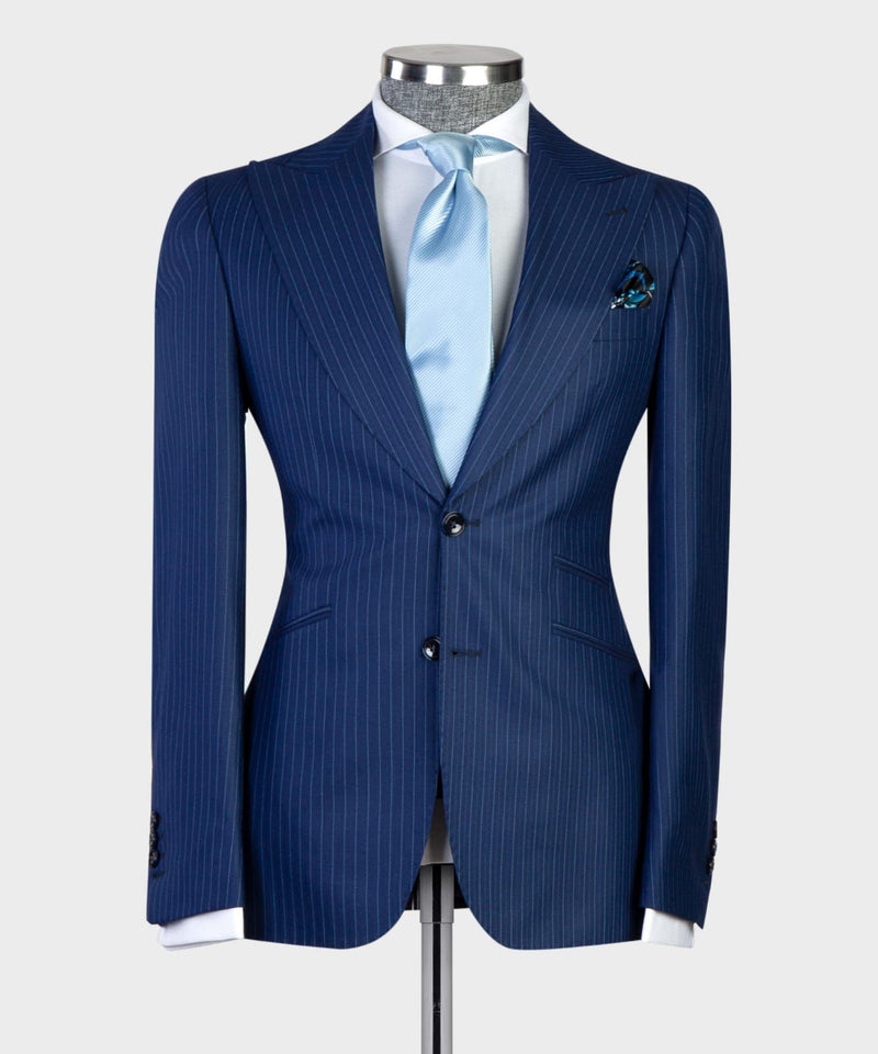 Navy Stripe Slim Fit Formal Men Suit 4