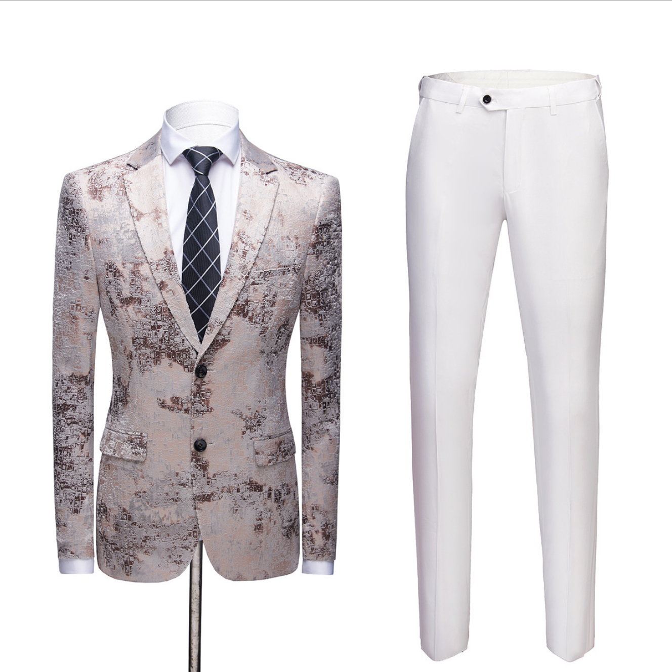 Light Brown Printed Prom Suit 2